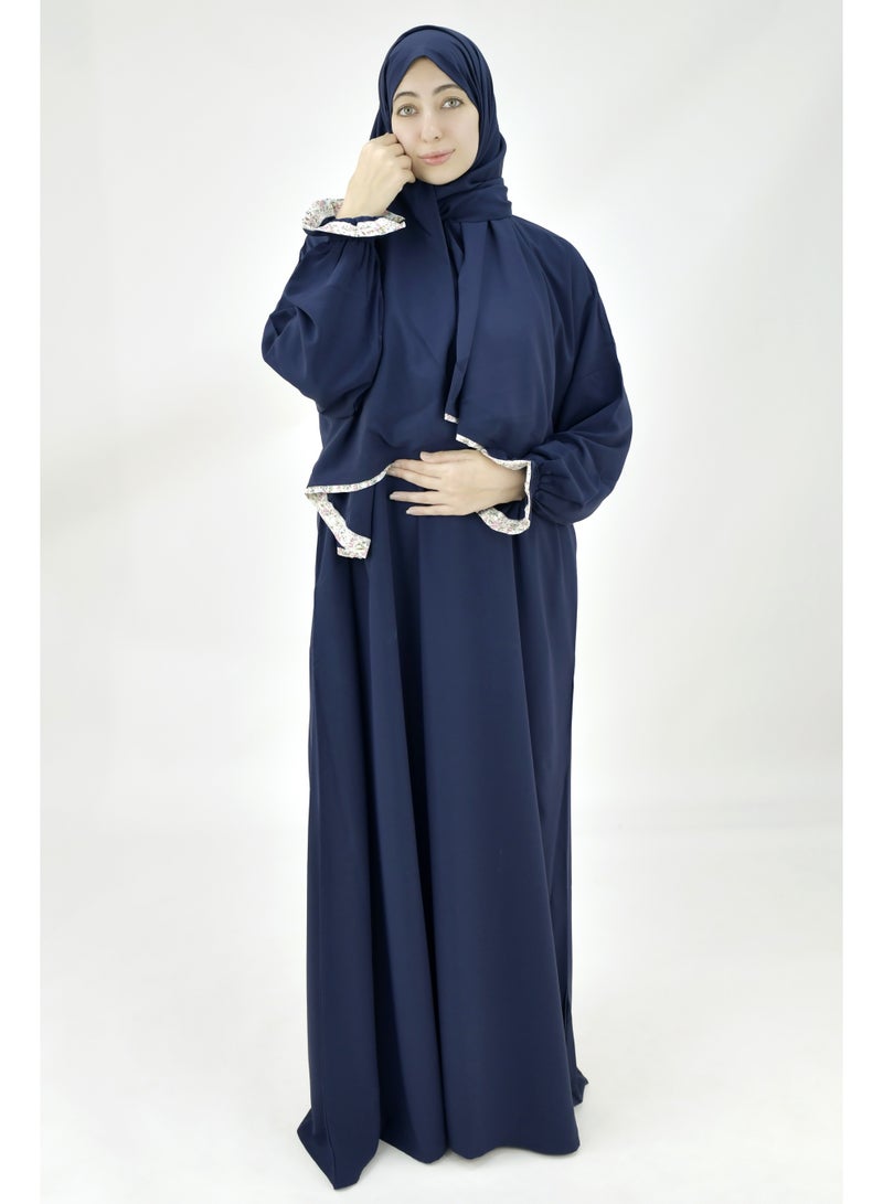  داماس كولكشن باس صلاة نسائي قطعة واحدة من قماش كريب فوكا فاخر مع وشاح متصل وجيب – ملابس صلاة شرعية مريحة - Image 4